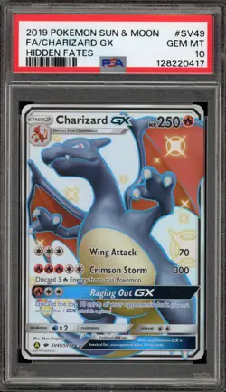 Pokemon Charizard GX Hidden Fates Full Art #SV49 PSA 10 Gem Mint - Image 1