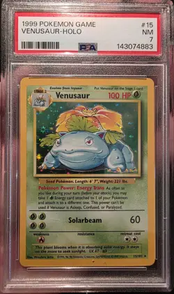 Pokemon Venusaur Holo Base Set 1999 PSA 7 15/102 English TCG - Image 1