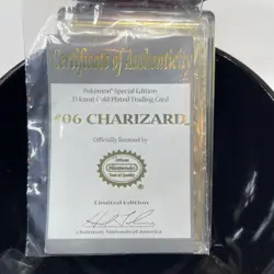 Pokemon #06 Charizard Trading Card 23K Gold Plated 1999 Burger King w/ COA/ Ball - Image 3