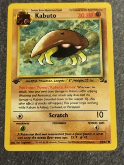Kabuto Pokemon Card 1st Edition Fossil Set 50/62 Vintage 1999 Pokemon TCG - Image 1