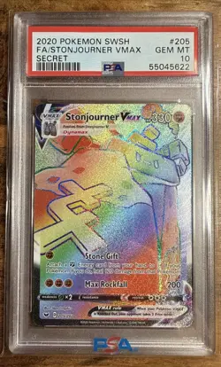 PSA 10 Stonjourner VMAX (secret) #205 2020 Pokemon Sword & Shield Base Set SWSH - Image 1