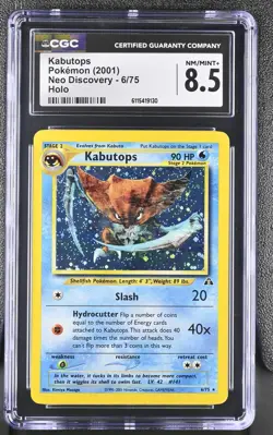 CGC 8.5 Kabutops 2001 Neo Discovery 6/75 Holo Pokemon Card - Image 1