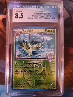 Pokemon Leafeon State/Province/Territory STAFF Champ Holo #11 CGC 8.5 - RegradeU - Image 1