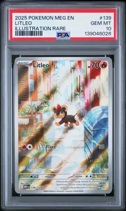 2025 Pokemon Litleo Illustration Rare Mega Evolution 139/132 PSA 10 GEM MINT - Image 1