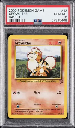 2000 POKEMON GAME BASE II #42 GROWLITHE PSA 10 - Image 1