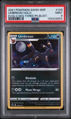 2021 Pokemon Swsh Black Star Promo #129 Umbreon-Holo, PSA 9 - MINT - Image 1