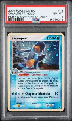 2004 POKEMON SPANISH EX RUBY & SAPPHIRE #13 SWAMPERT-HOLO PSA 8 - Image 1