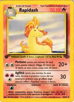 Pokemon TCG Rapidash (Italian) 1st Edition Jungle Set 44/64 Uncommon HP - Image 1