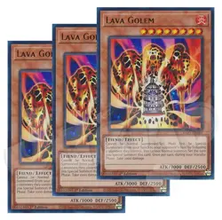 Yugioh - Lava Golem x 3 - 1st Edition Ultra Rare NM - Free Holo Card - Image 1