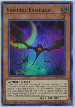 Yugioh! Vampire Familiar - DASA-EN001 - Super Rare - 1st Edition - Image 1