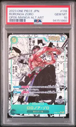 One Piece CCG Roronoa Zoro Japanese Manga Alternate Art OP06-118 PSA 10 Gem Mint - Image 1