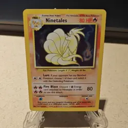 Pokemon Ninetales Base Set 012/102 Holo Rare Stage 1 80 HP Fire Blast Card - Image 1