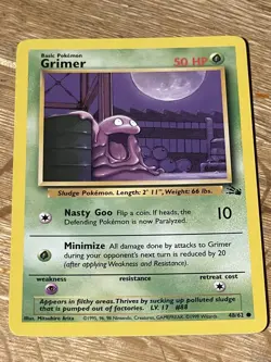 1995, 96, 98 base set Pokemon card Grimer #88 48/62 - Image 1