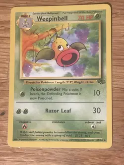 1995, 96, 98 base set Pokemon card Weepinbell #70 48/64 - Image 1