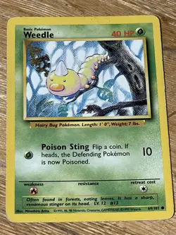 1995, 96, 98 base set Pokemon card Weedle #13 69/102 - Image 1