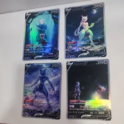Lot of 4 Custom holo Mewtwo V Pokemon Trading Card sleeved & top loaded custom - Image 4