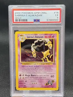 PSA 5 EX 2000 POKEMON GYM CHALLENGE SET SABRINA'S ALAKAZAM HOLO CARD 16/132 - Image 1