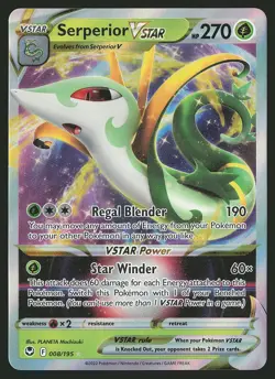 SWSH12: Silver Tempest Serperior VSTAR #008/195 Ultra Rare Pokemon Card - Image 1