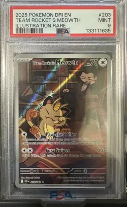Pokemon TCG - Team Rocket's Meowth #203/182 - Destined Rivals - PSA 9 - MINT - Image 1