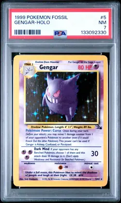 1999 POKEMON FOSSIL #5 GENGAR-HOLO PSA 7 - Image 1