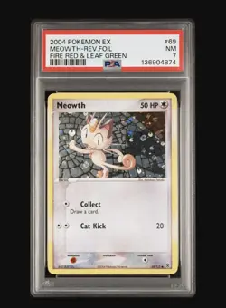 Pokemon Meowth FireRed & LeafGreen Reverse Holo 69/112 PSA 7 English 2004 - Image 1