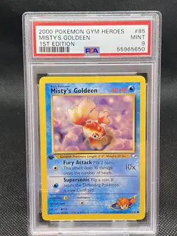 GYM HEROES 1st Edition #85 2000 Pokemon MISTY'S GOLDEEN psa 9 MINT - Image 1