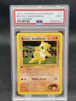 GYM HEROES 1st Edition #71 2000 Pokemon BROCK'S SANDSHREW psa 9 MINT - Image 1