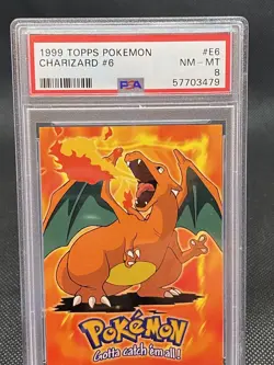 1999 TOPPS Pokemon #E6 Charizard #6 PSA 8 NM non holo - Image 1