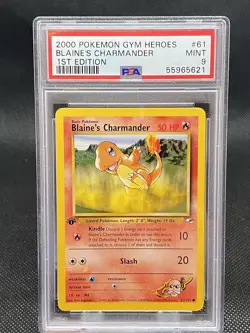 PSA 9 MINT 2000 Pokemon Gym Heroes BLAINE'S CHARMANDER #61 1st Edition - Image 1