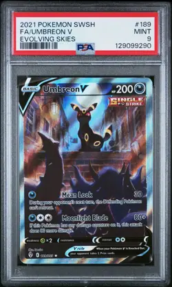 2021 POKEMON SWORD & SHIELD EVOLVING SKIES #189 FULL ART/UMBREON V PSA 9 - Image 1