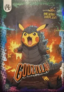 Pokemon Cosplay(Pikachu) Electric #21 Godzilla Exclusive Card From Peru - Image 1