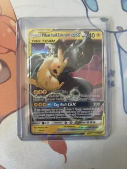 Pokemon Pikachu & Zekrom GX TCG Sun & Moon Team Up Holo Ultra Rare Card 33/181 - Image 1