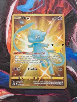 Pokemon TCG Mew 025/025 Celebrations Full Art Ultra Rare Holo NM 2021 Hp 60 Gold - Image 1