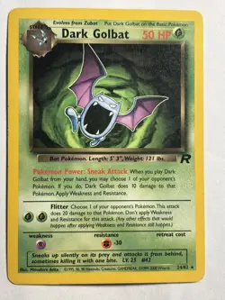 Vintage Pokemon Team Rocket Dark Golbat 24/82 Non-holo Rare WotC 2000, MP - Image 1