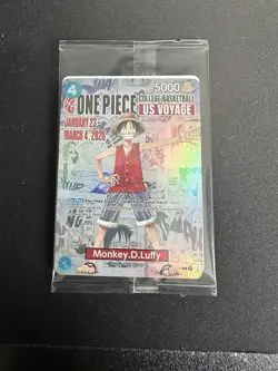 One Piece Monkey D. Luffy US Voyage College Basketball Promo Card - SEALED - Image 1