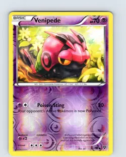 Pokemon TCG Venipede XY Base Set 51/146 Reverse Holo Common Card Played MP - Image 1