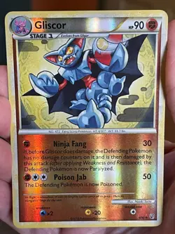 POKEMON GLISCOR 4/90 RARE REVERSE HOLOFOIL UNDAUNTED NM CARD - Image 1