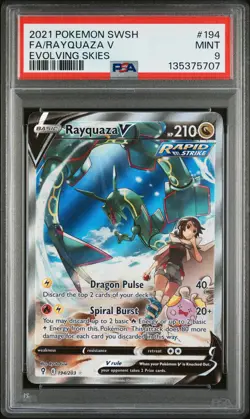 2021 POKEMON SWORD & SHIELD EVOLVING SKIES #194 FULL ART/RAYQUAZA V PSA 9 - Image 1