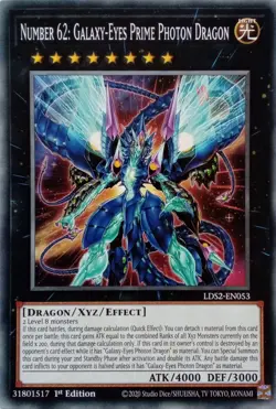 LDS2-EN053 NUMBER 62: GALAXY-EYES PRIME PHOTON DRAGON COMMON 1ST ED YuGiOh CARD - Image 1