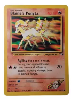 Blaine’s Ponyta 63/132 Gym Heroes WOTC Vintage Pokemon Card 1999–2000 NM - Image 1