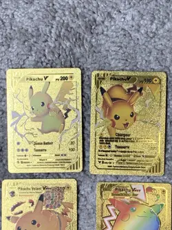 Set of 14 Pikachu & 7 Card Cosplay Set Rare French Gold Accents Foil Fan Art - Image 2