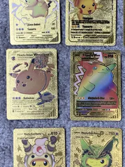 Set of 14 Pikachu & 7 Card Cosplay Set Rare French Gold Accents Foil Fan Art - Image 4