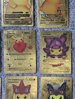 Set of 14 Pikachu & 7 Card Cosplay Set Rare French Gold Accents Foil Fan Art - Image 5