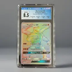 CGC 8.5 Machamp GX 2017 Burning Shadows 154/147 Rainbow Rare Holo Pokemon Card - Image 1