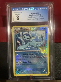 Pokemon Card CGC 8 Vaporeon 25/108 Dark Explorers Holo Regional Promo EU 2012 - Image 1