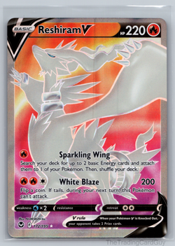 Reshiram V - 172/195 - Pokemon Silver Tempest Sword & Shield Full Art Card NM - Image 1