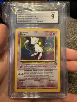 Black Stars Promo -9 MEW Pokemon League (2000) HOLO CGC 9 Foot Swirl - Image 1