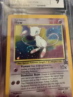 Black Stars Promo -9 MEW Pokemon League (2000) HOLO CGC 9 Foot Swirl - Image 2