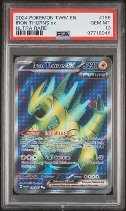 2024 Pokemon Twm En-Twilight Masquerade #196 Iron Thorns Ex Ultra Rare PSA 10 - Image 1