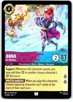 #72 Anna - Ice Breaker Playset x4 2025 Disney Lorcana Archazia's Island 4x - Image 2